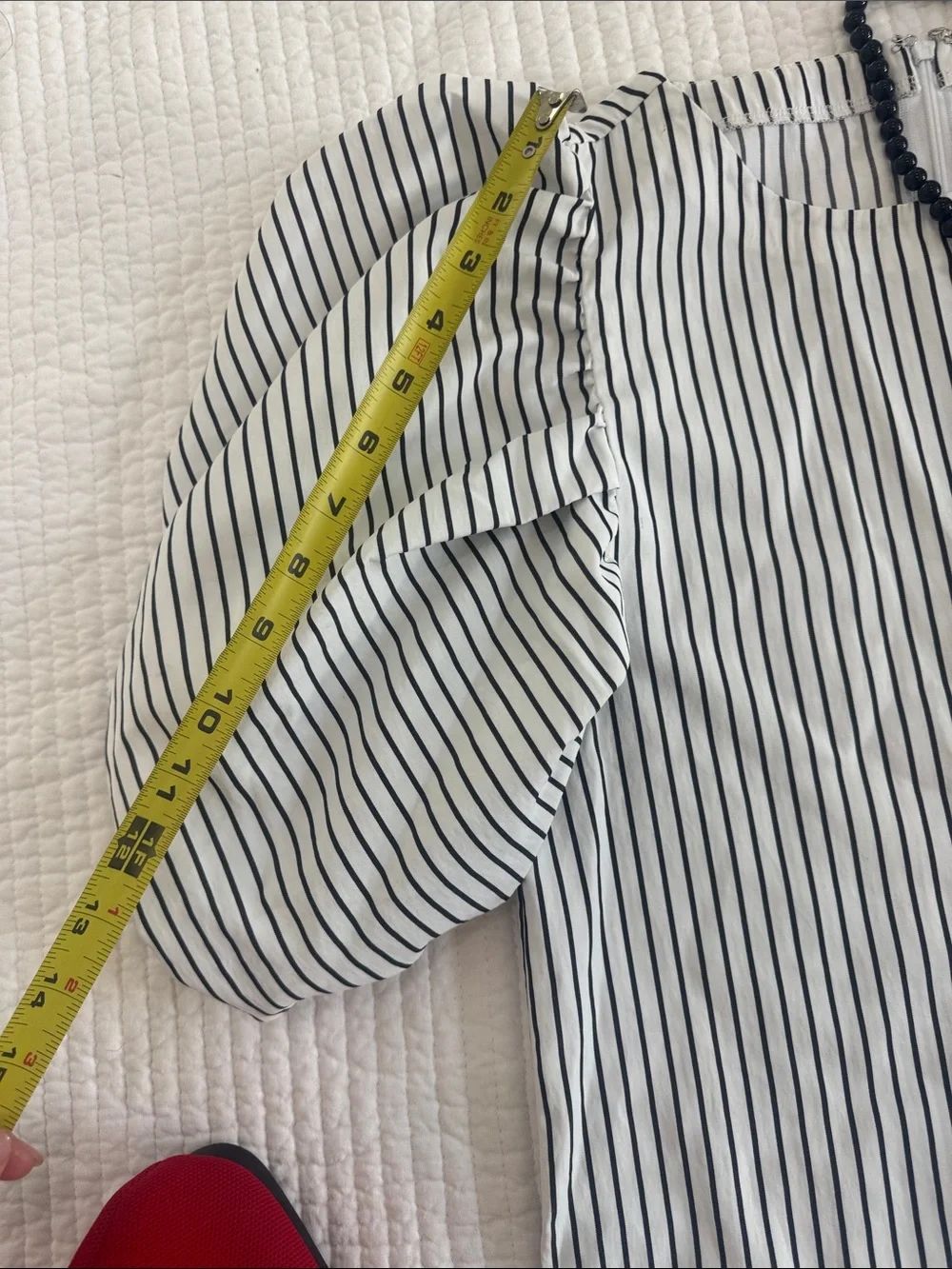 Anthropologie Maeve Black and White Striped Puff-Sleeve Blouse Boho Size XXS